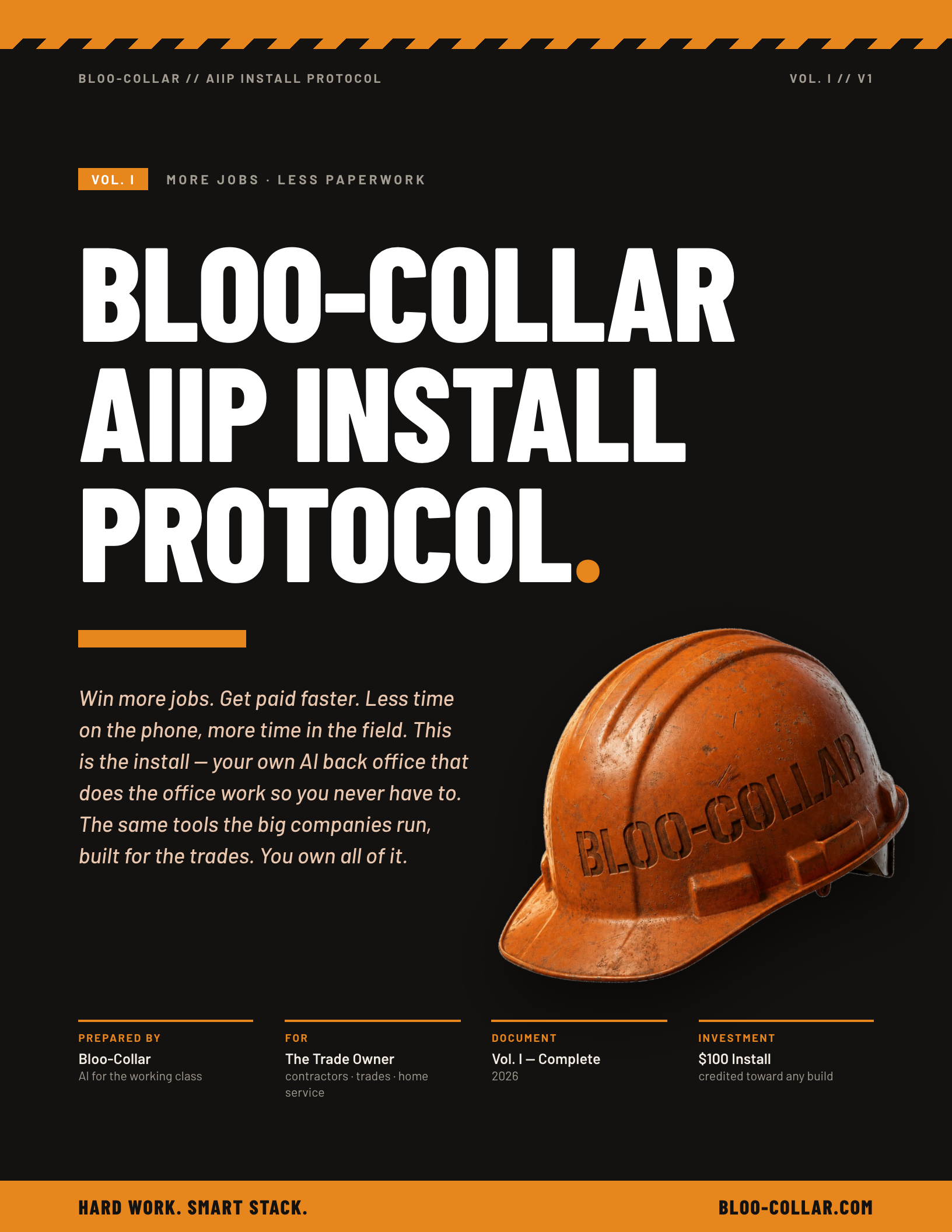 The Bloo-Collar AIIP Install Protocol playbook, a 72-page guide