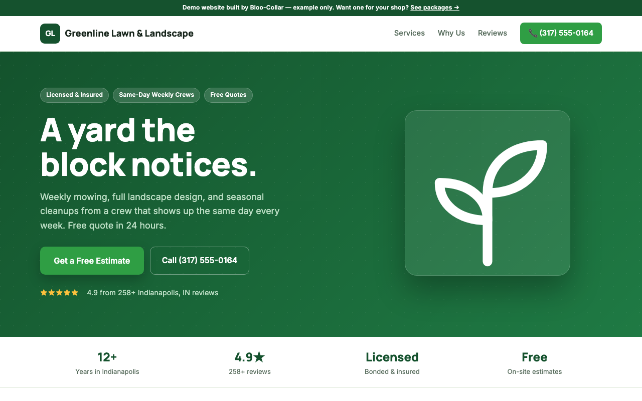Greenline Lawn & Landscape demo website — Lawn & Landscape